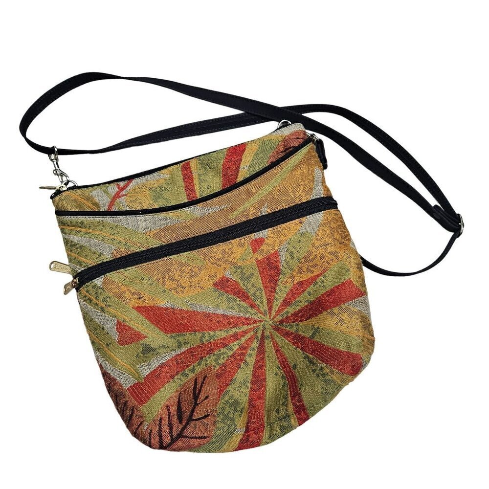 Danny‎ K. Tapestry Crossbody Bag Multicolor Adjustable Strap Zipper Compartments
